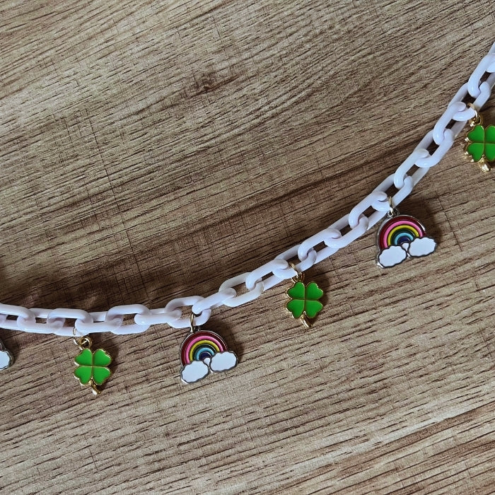 Paddy's Rainbow + Clover Charm Necklace