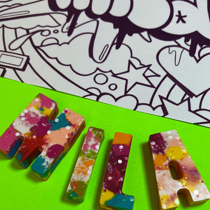 Personalized Graffiti Coloring Page & Crayons Bundle