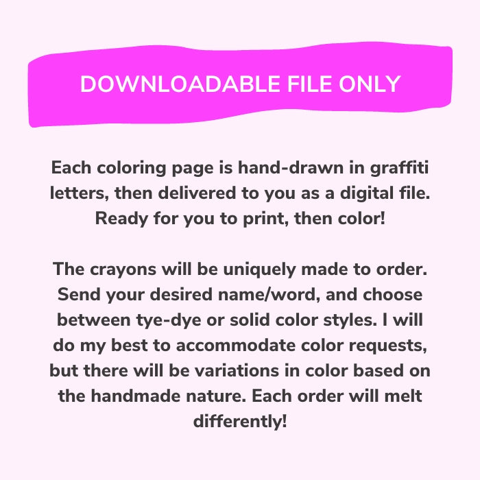 Personalized Graffiti Coloring Page & Crayons Bundle