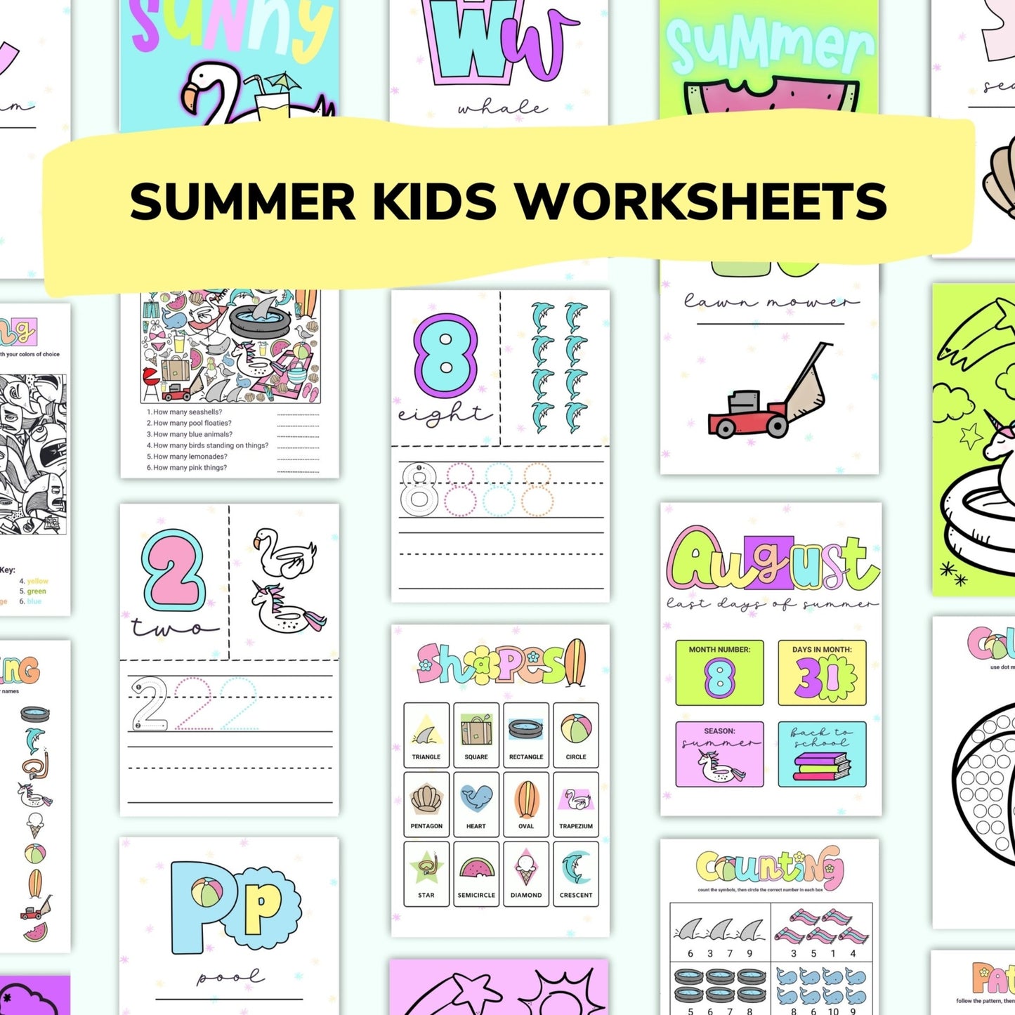 Summer Toddler Worksheets / Downloadable File / Digital Worksheets