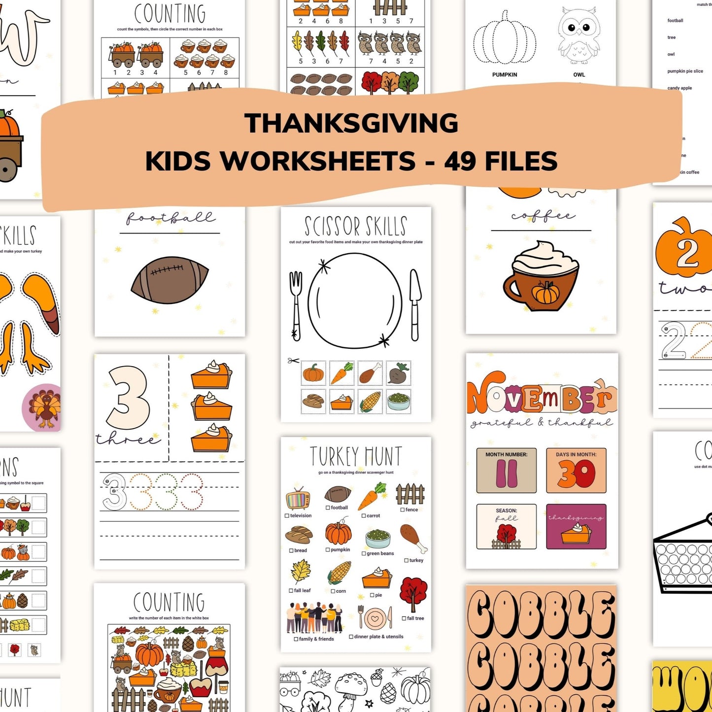 Fall Kids Worksheets / Downloadable File / Digital Worksheets