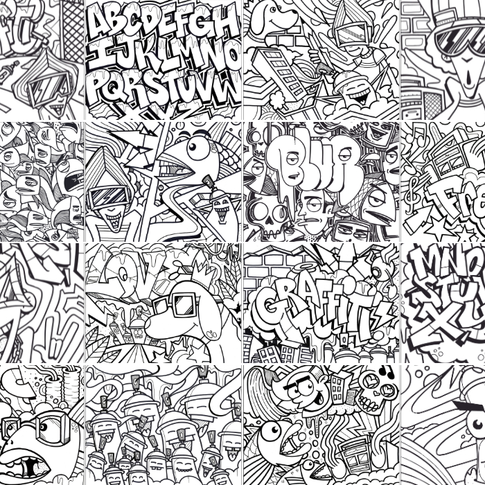 Graffiti Coloring Book - Instant Download