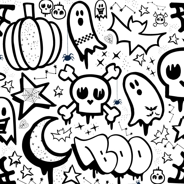 Halloween Graffiti Coloring Page - Instant Download