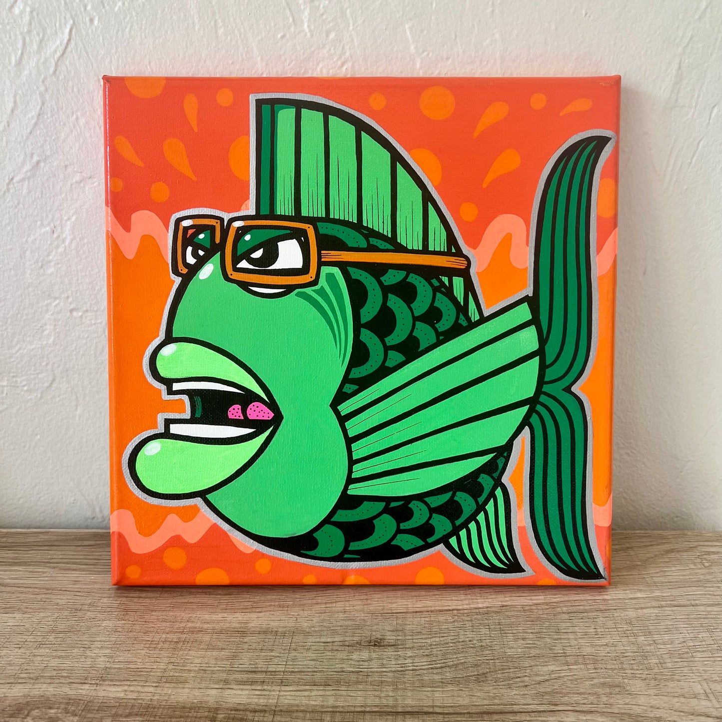 10" x 10" Graffiti Fish Painting
