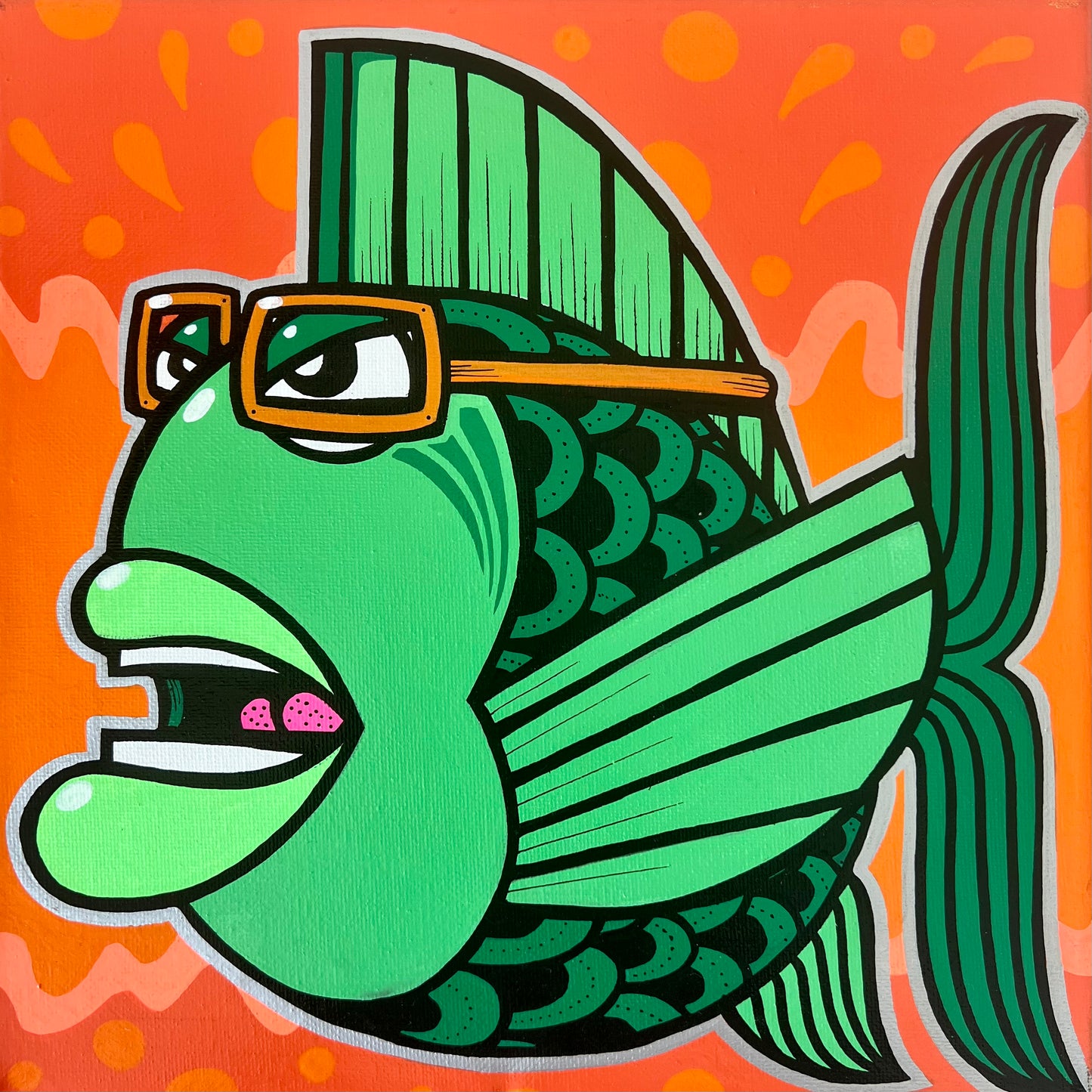 10" x 10" Graffiti Fish Painting