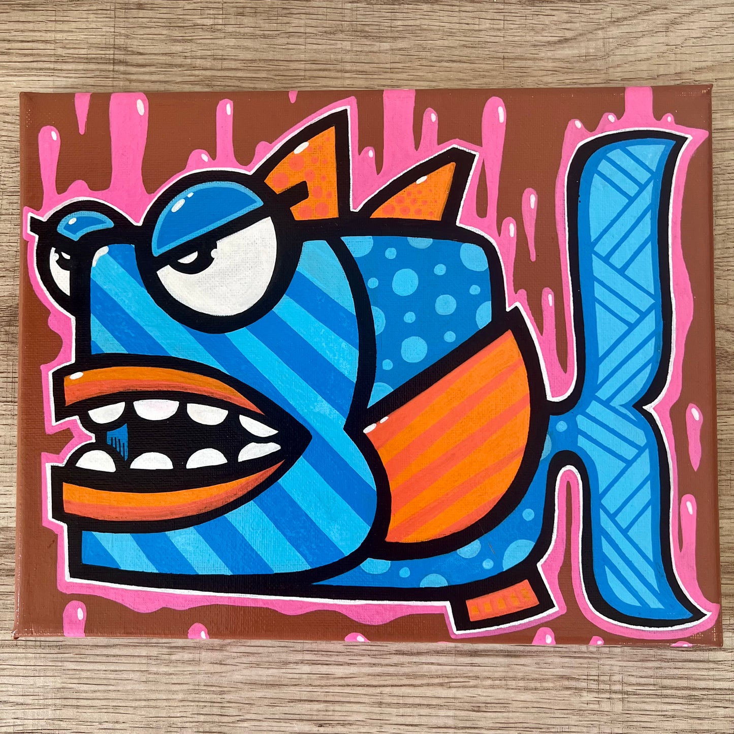 10" x 8" Graffiti Fish Painting