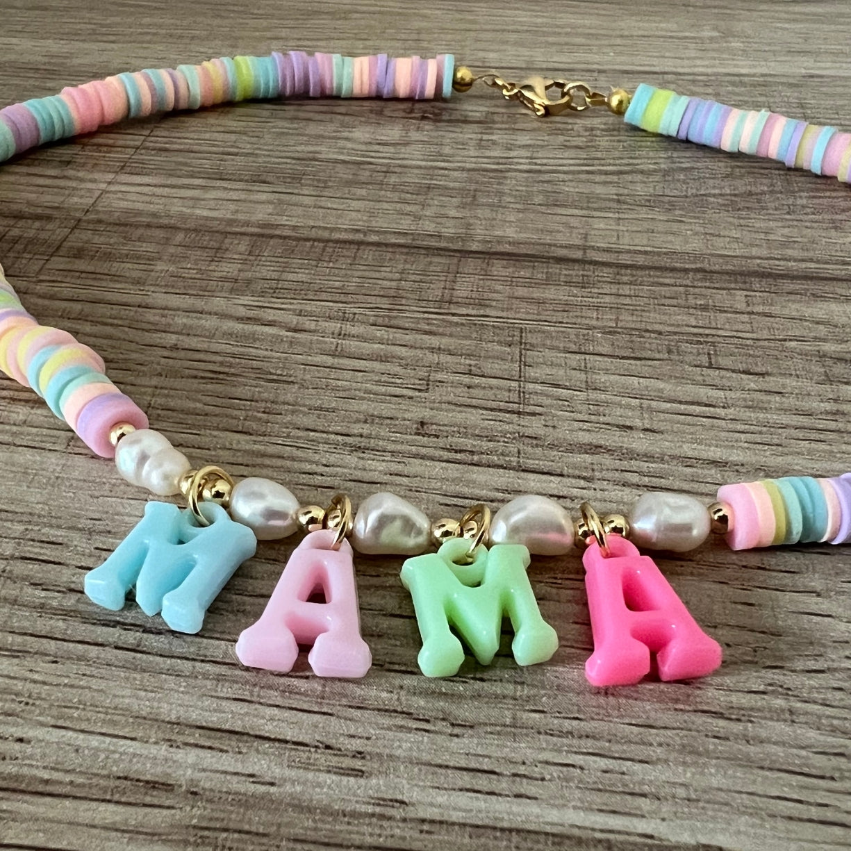 "Mama" Candy-Colored Beaded Necklace