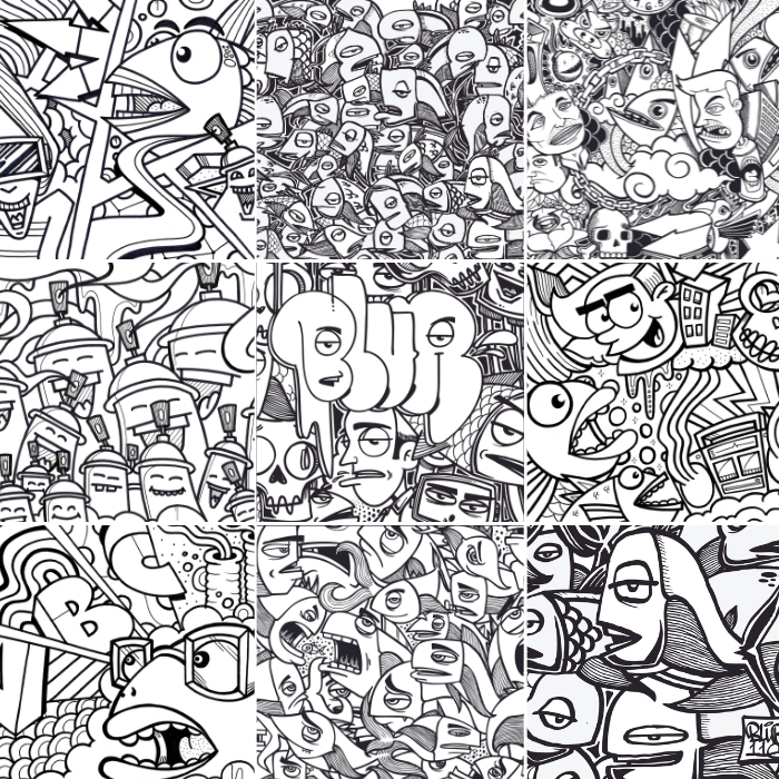 Graffiti Fish Mini Coloring Book - Instant Download