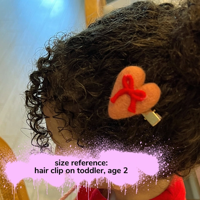 Valentines Felt Heart Mini Hair Clip for girls