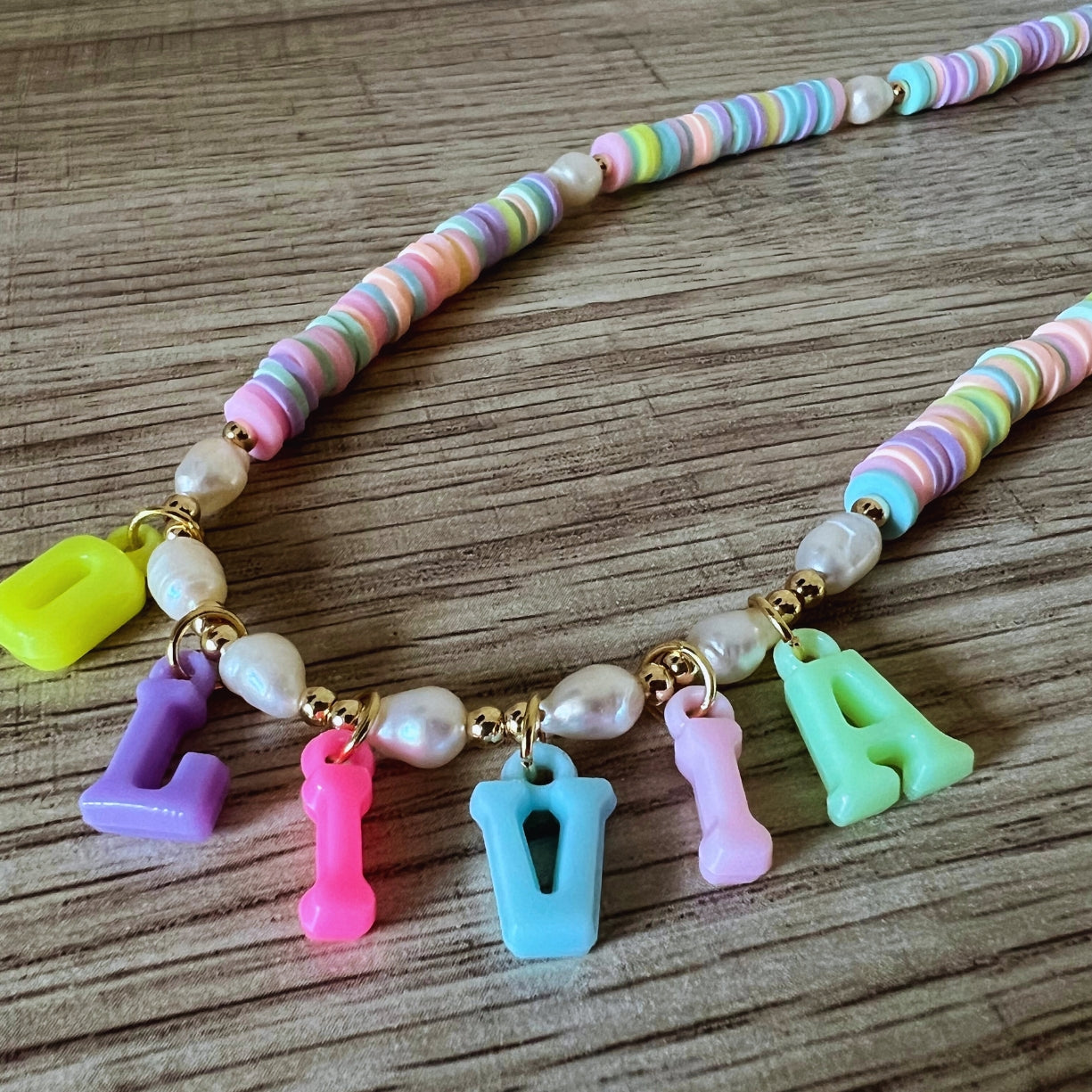 Personalized Candy-Colored Beaded Necklace