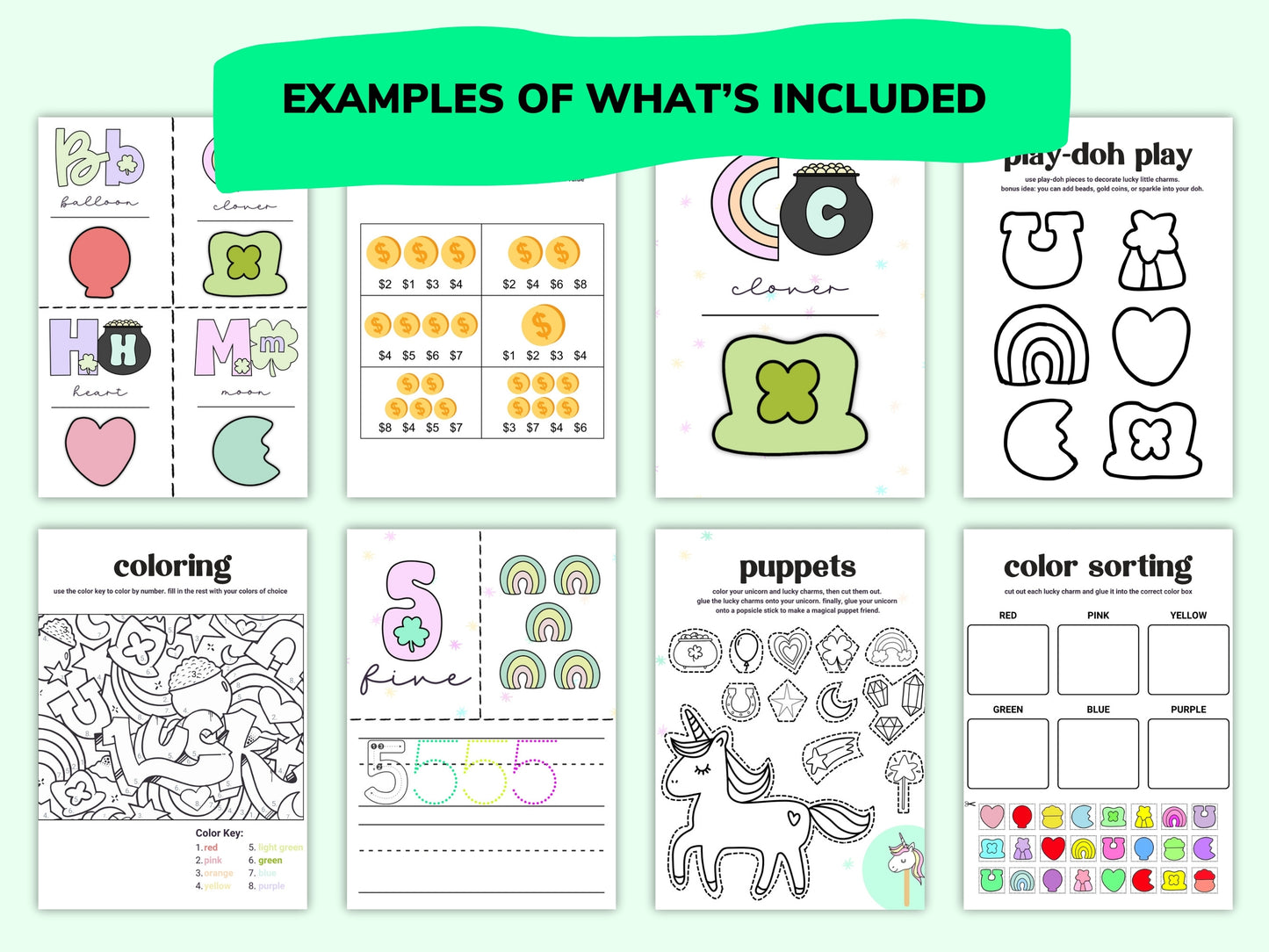 Paddy's Lucky Charms Toddler Worksheets / Downloadable File / Digital Worksheets