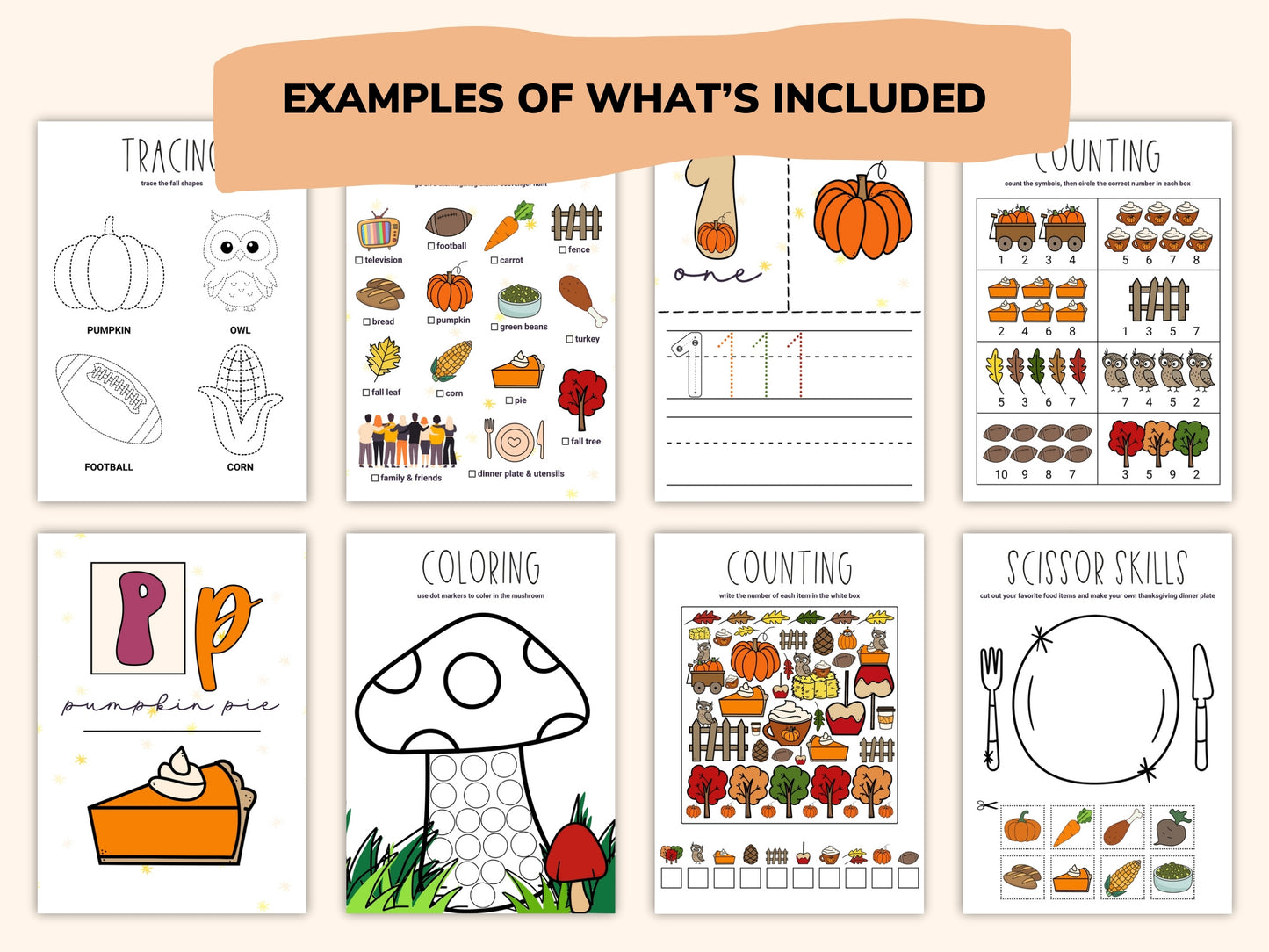 Fall Kids Worksheets / Downloadable File / Digital Worksheets