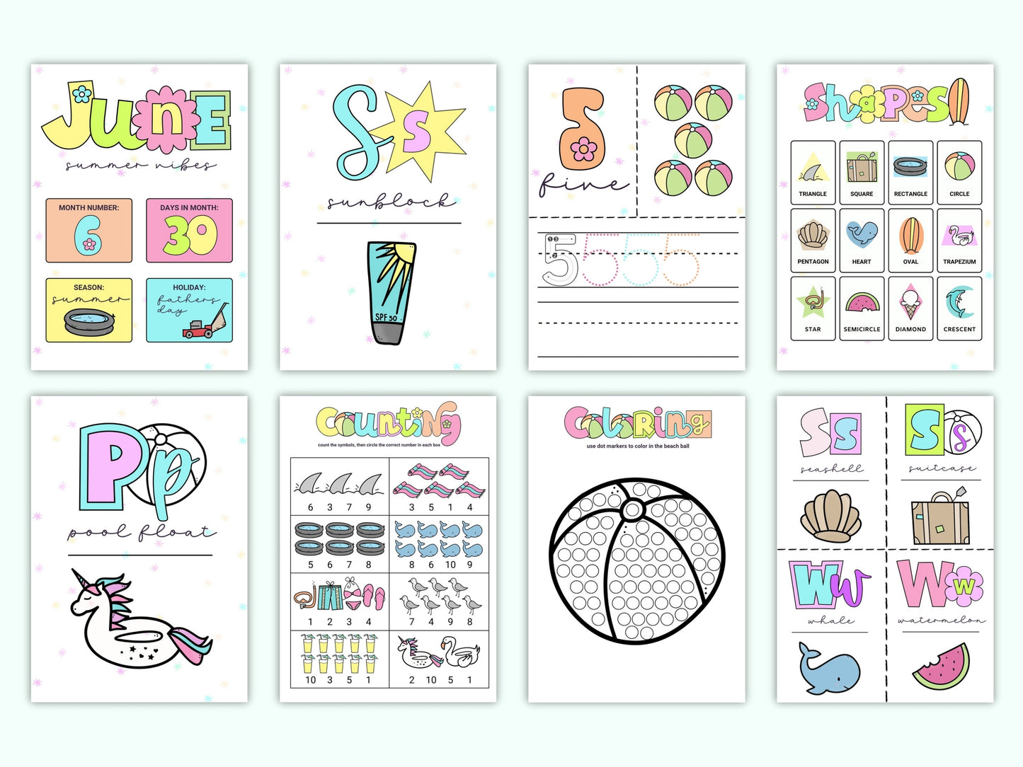 Summer Toddler Worksheets / Downloadable File / Digital Worksheets