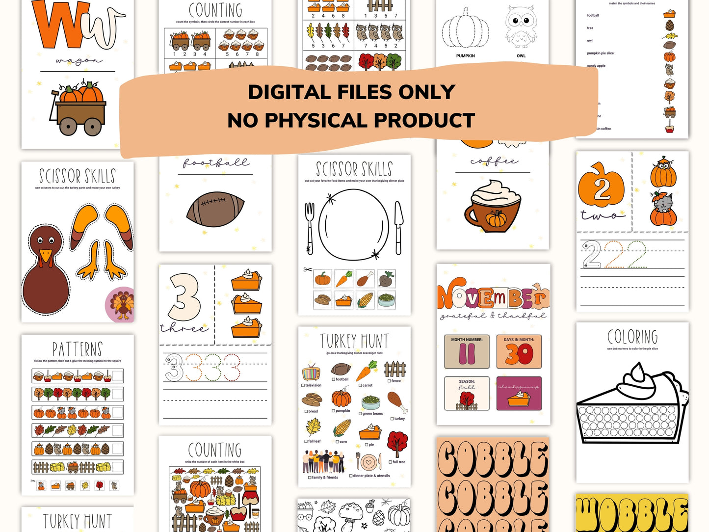 Fall Kids Worksheets / Downloadable File / Digital Worksheets