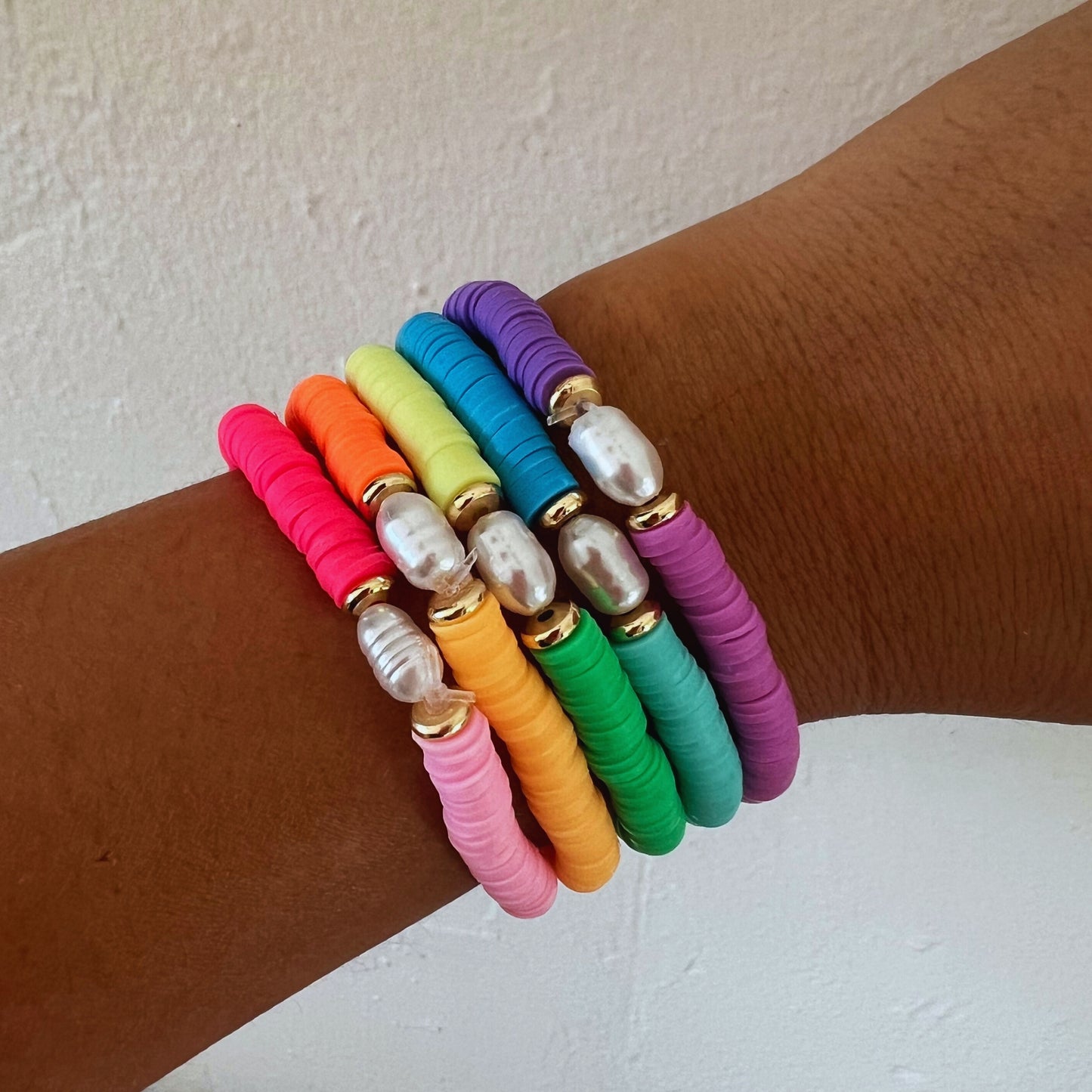 Colorful Heishi & Pearl Beaded Bracelet