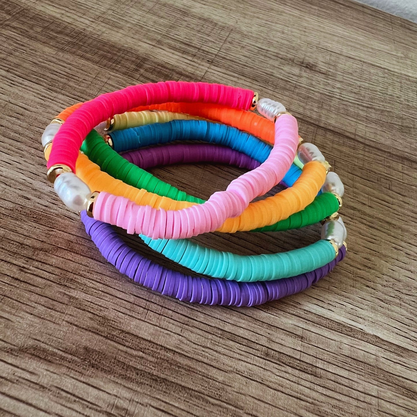 Colorful Heishi & Pearl Beaded Bracelet
