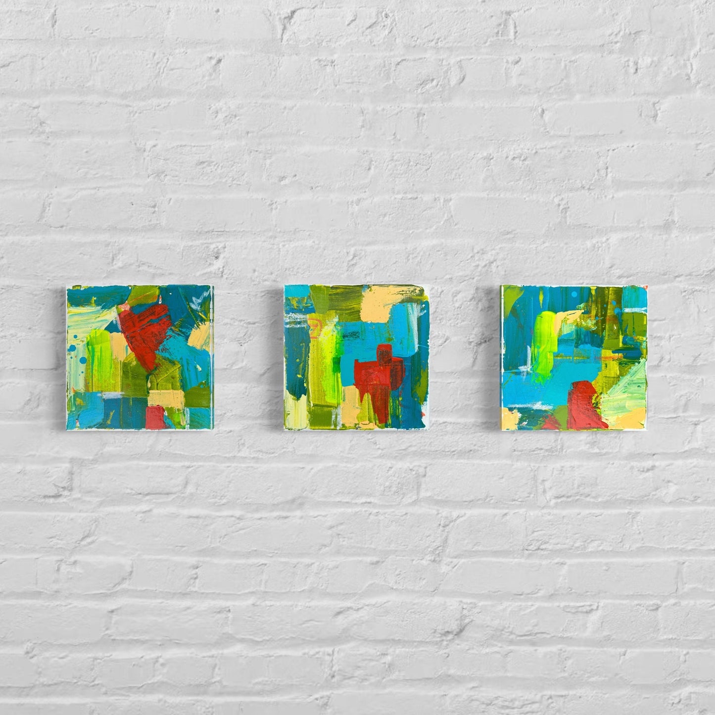 8" x 8" Abstract Paintings Triptych