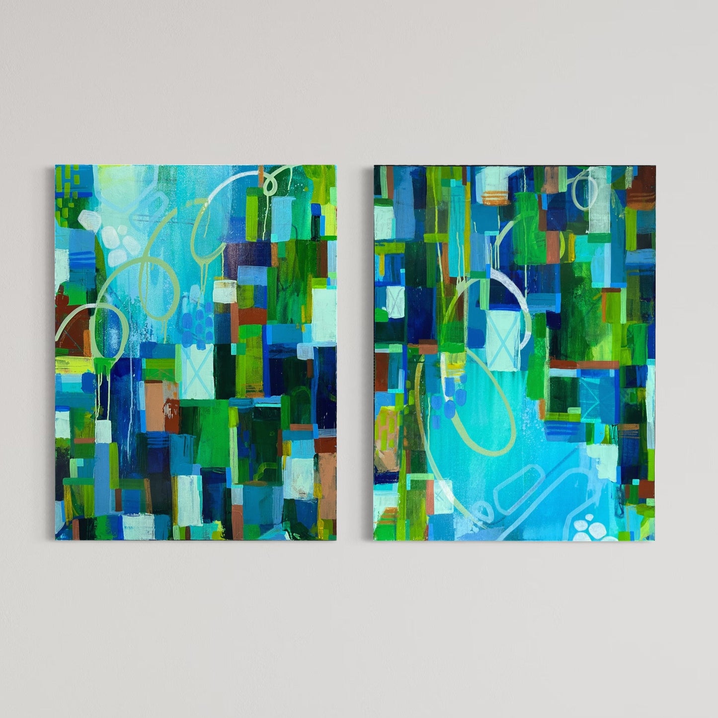 30" x 40" Set of Abstract Paintings