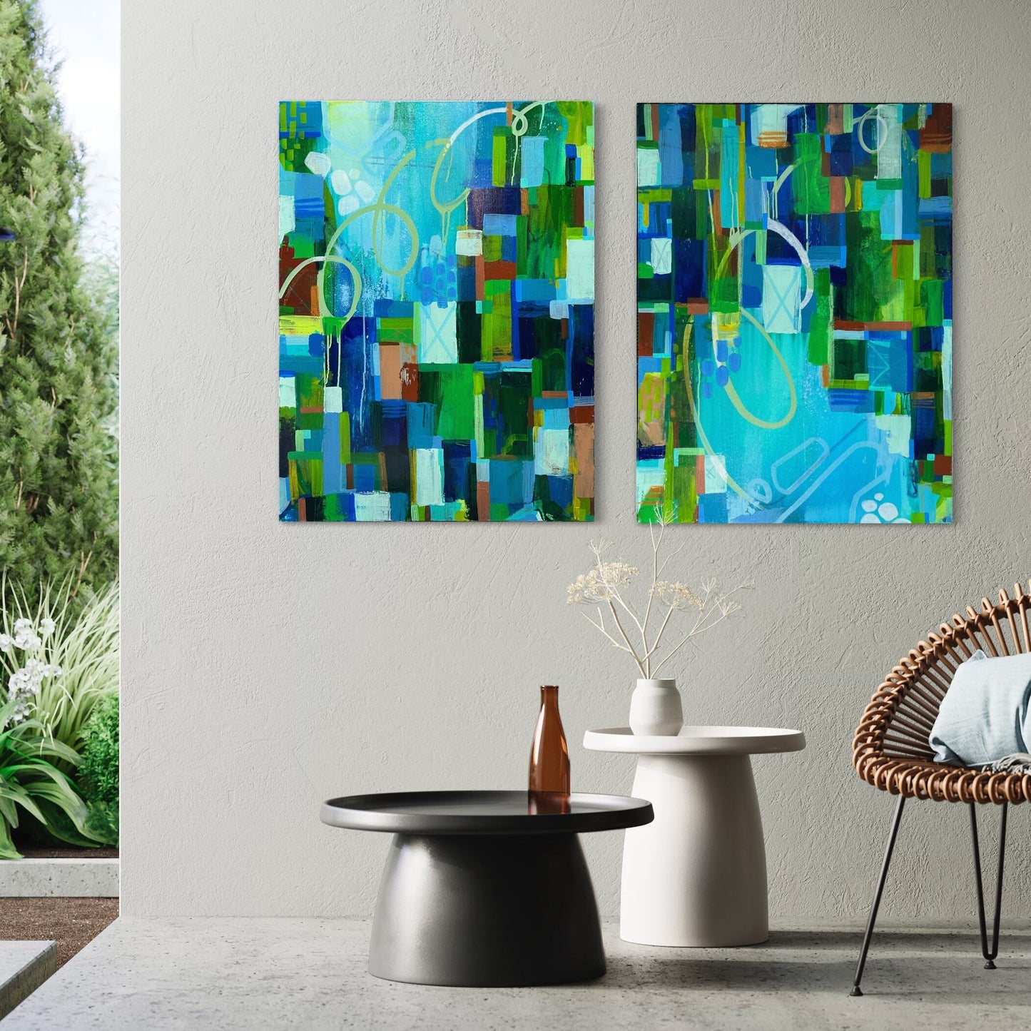 30" x 40" Set of Abstract Paintings