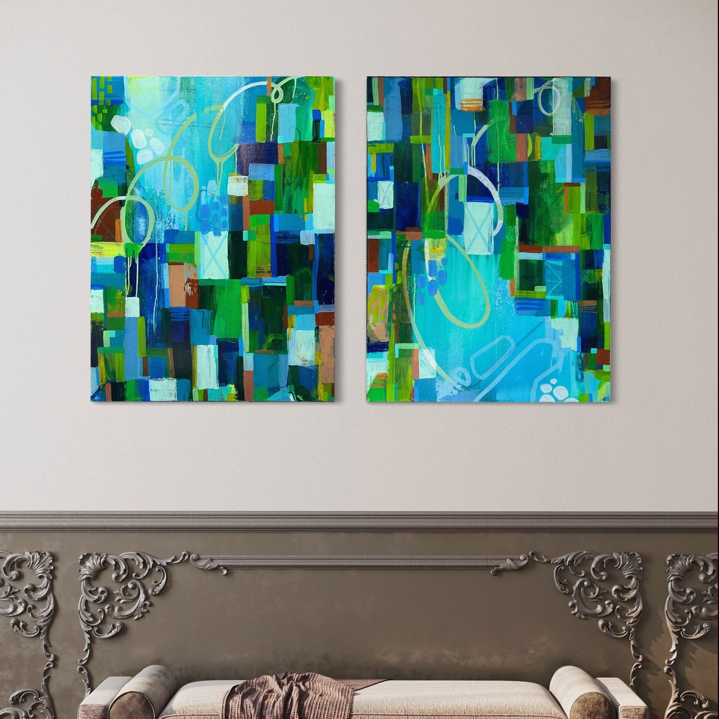 30" x 40" Set of Abstract Paintings