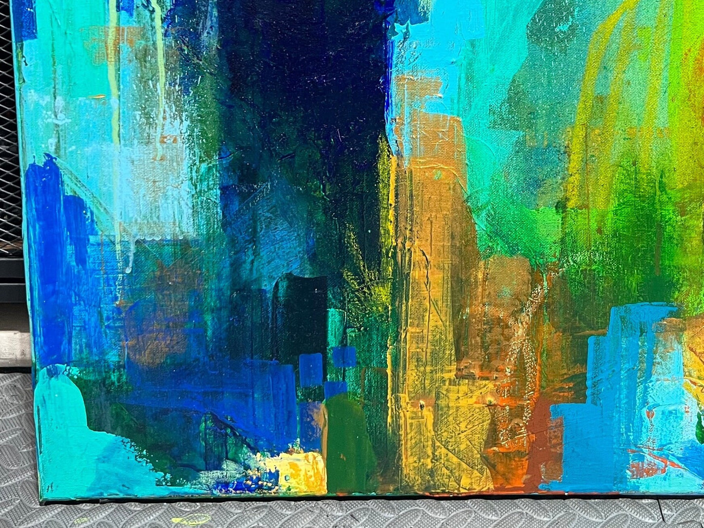 20" x 20" Drippy Abstract Painting