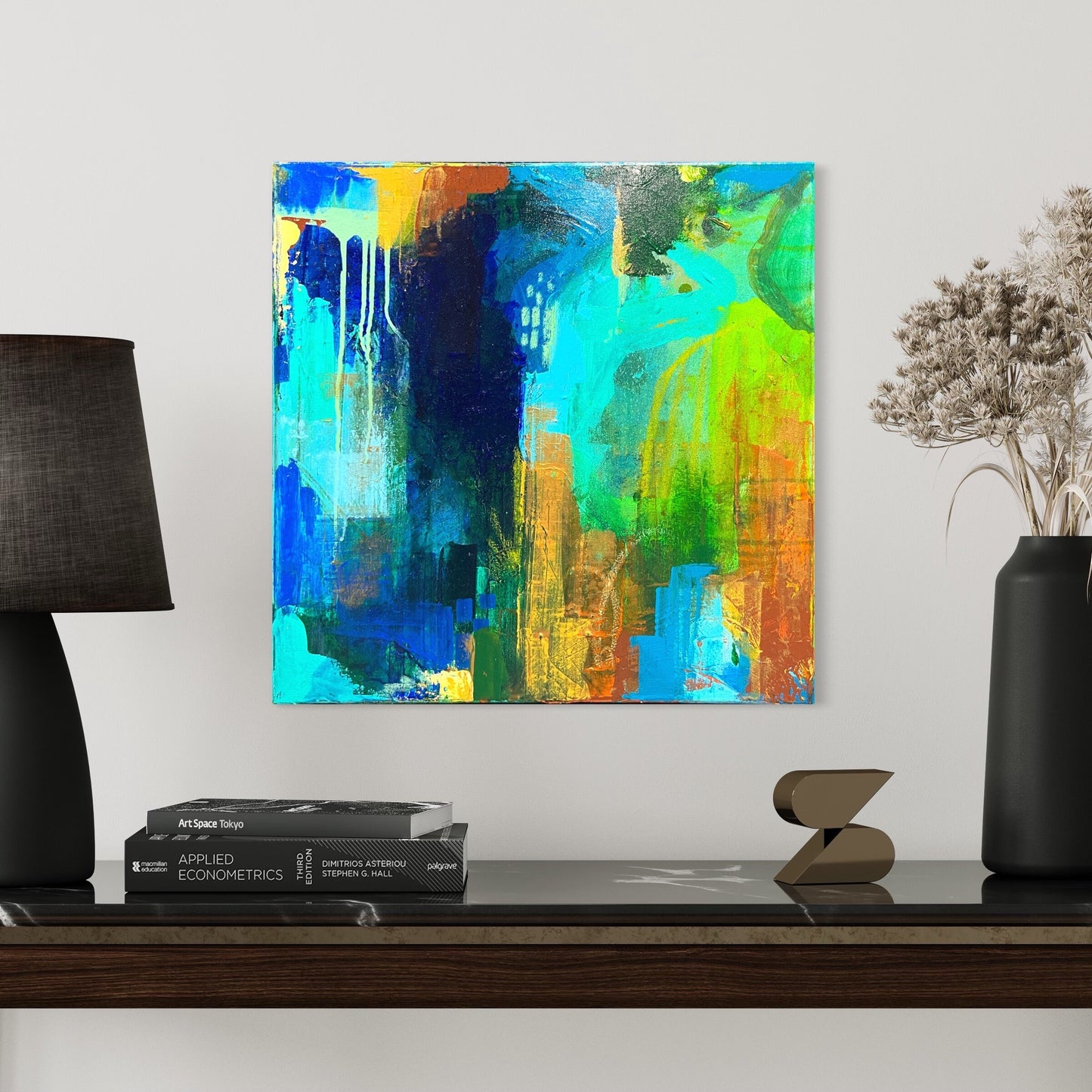 20" x 20" Drippy Abstract Painting