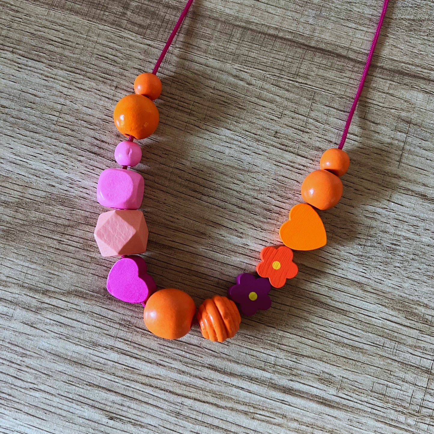 Whimsical Wood Beaded Necklace