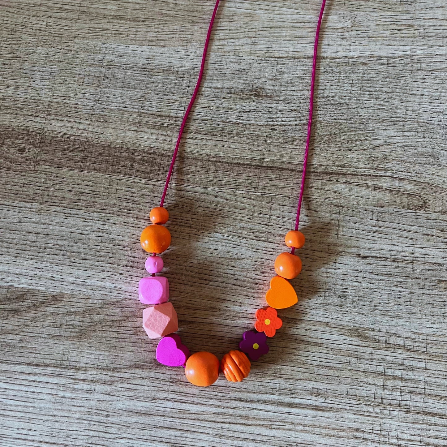 Whimsical Wood Beaded Necklace