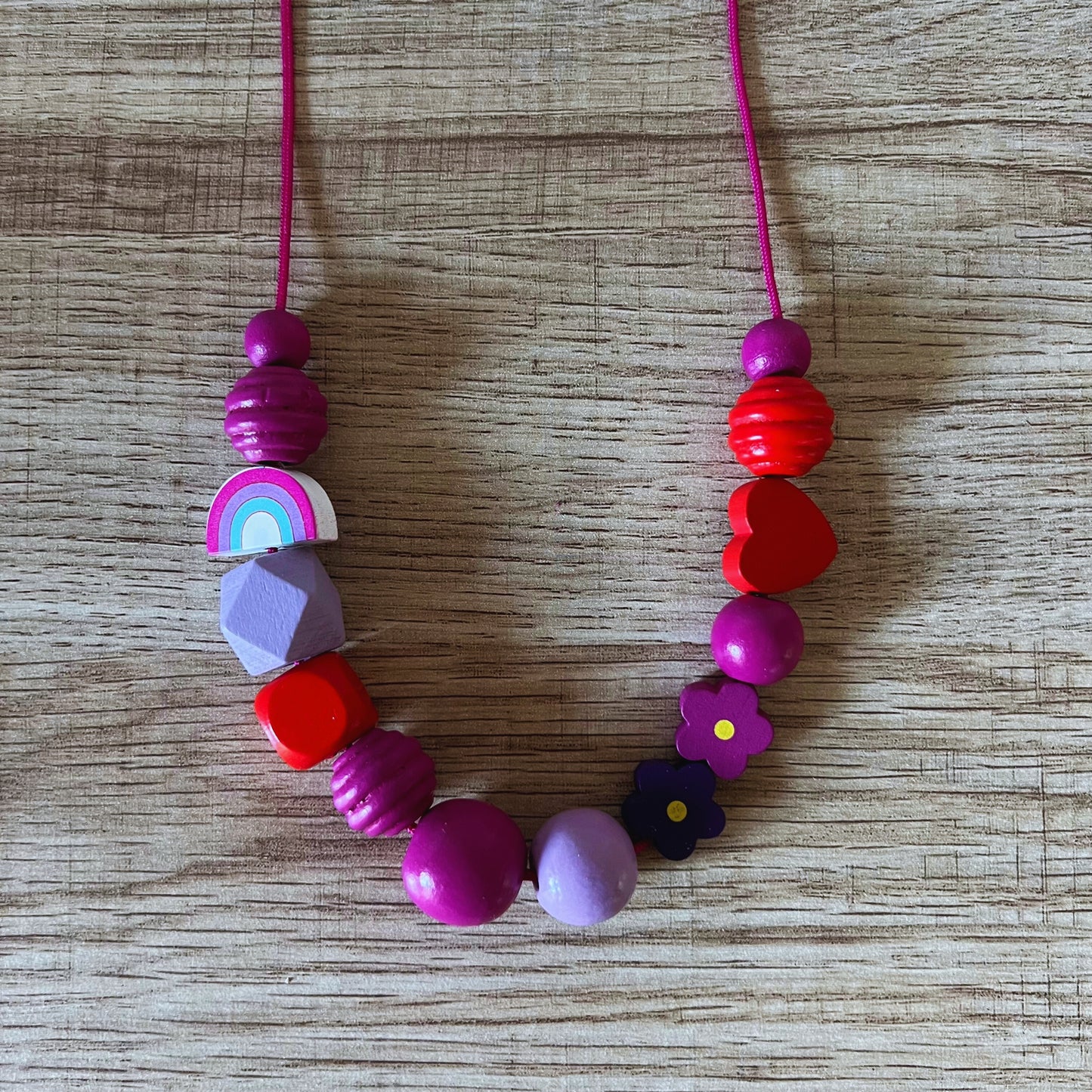 Whimsical Wood Beaded Necklace