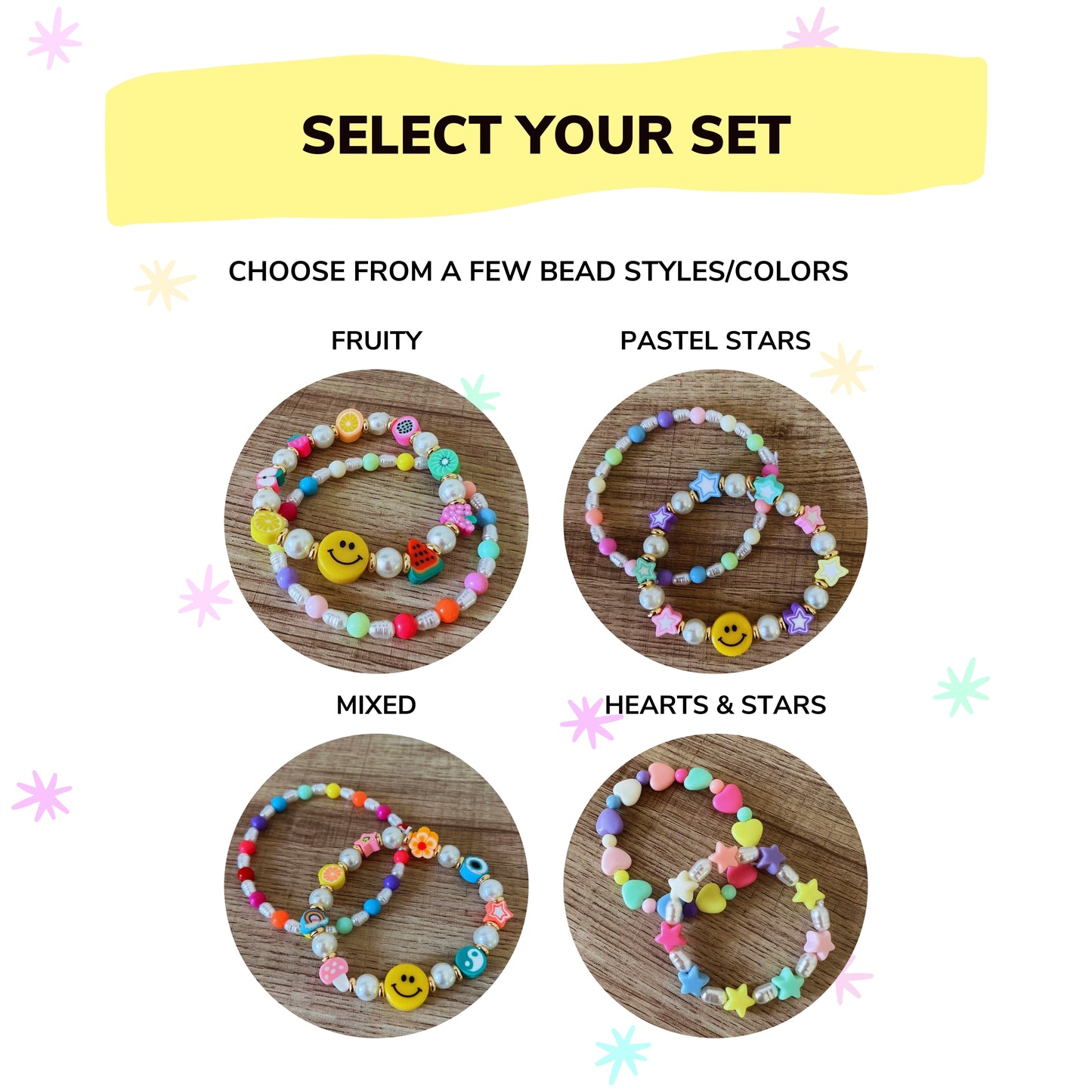 Pastel Stars Beaded Bracelet Set