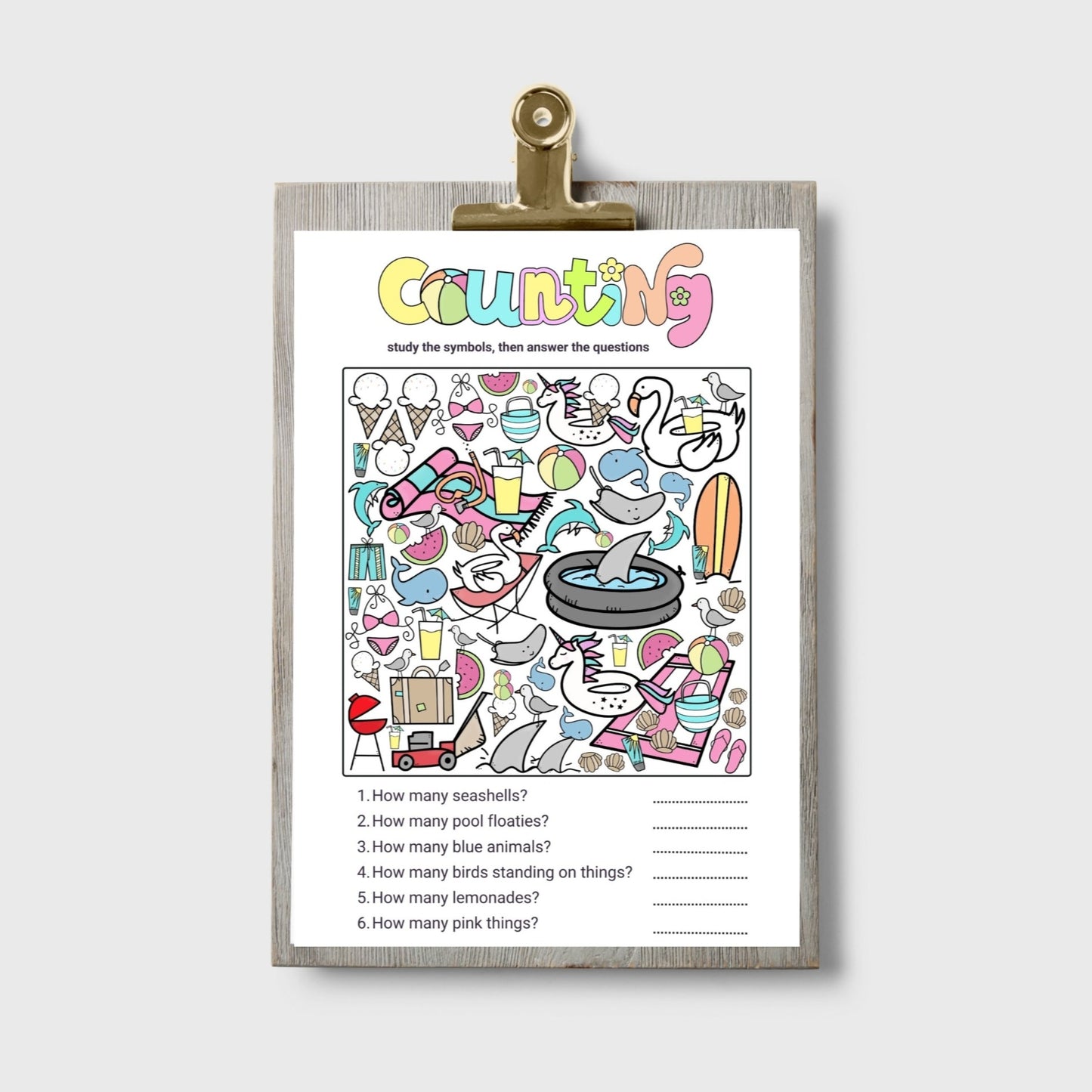 FREE Summer Printable Worksheet - Instant Download