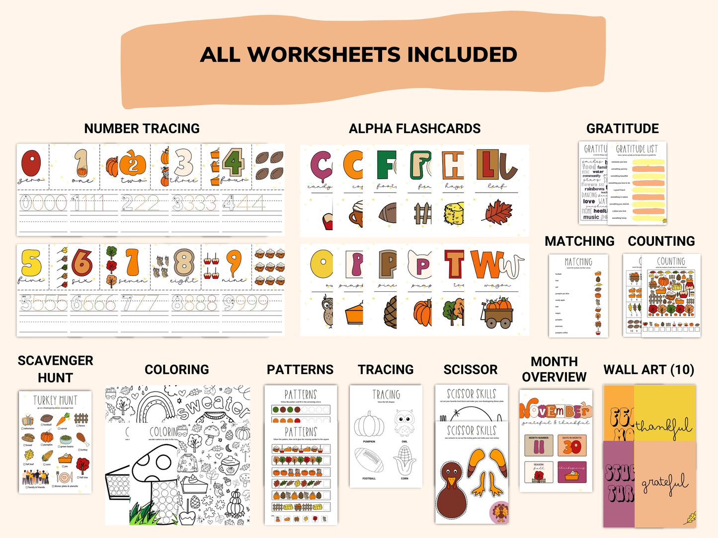 Fall Kids Worksheets / Downloadable File / Digital Worksheets