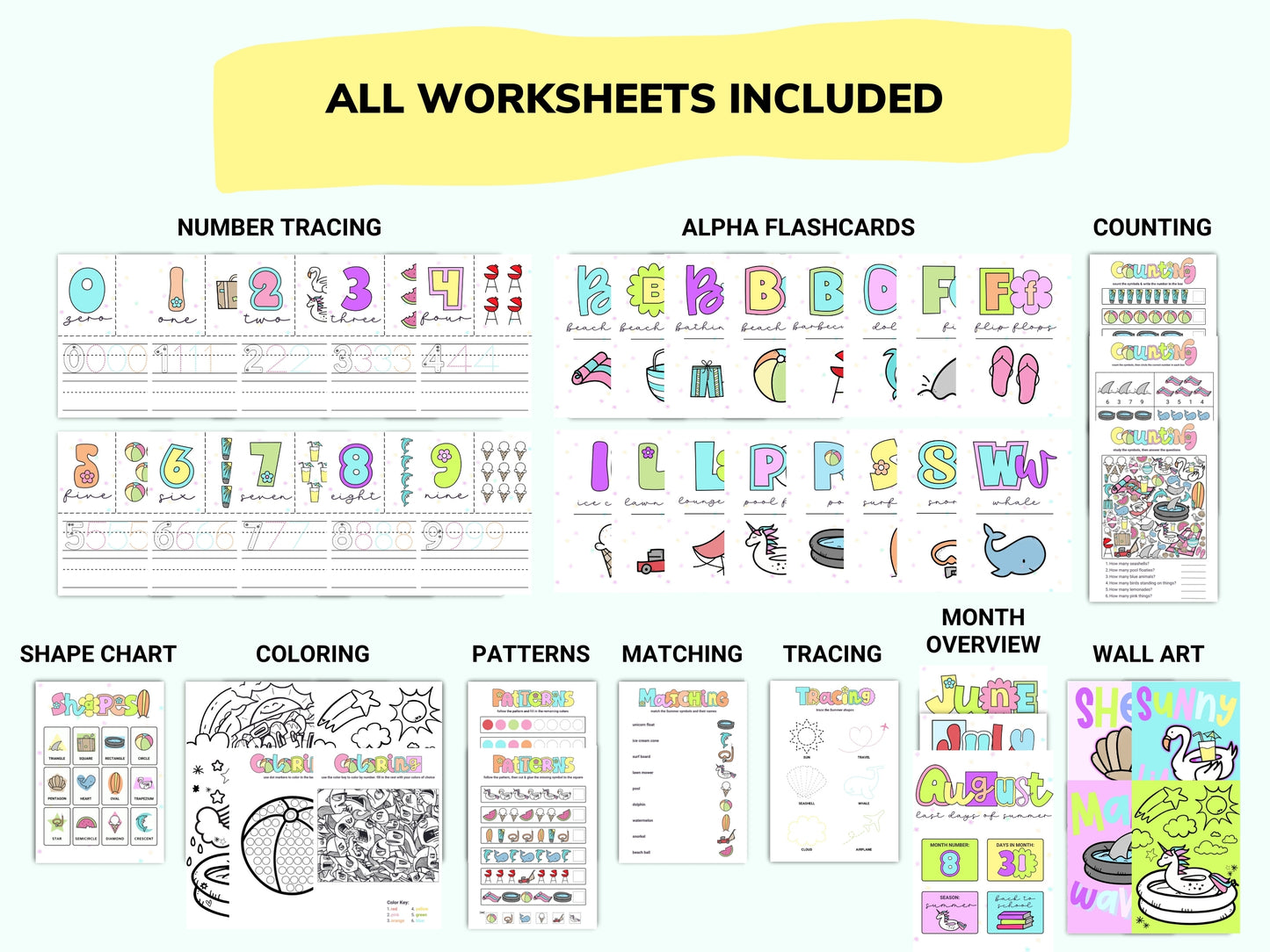 Summer Toddler Worksheets / Downloadable File / Digital Worksheets