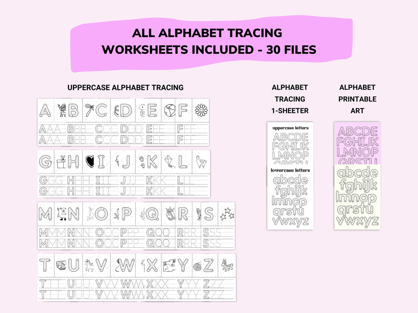 Alphabet Tracing Kid Worksheets / Downloadable File / Digital Worksheets / Letter Learning
