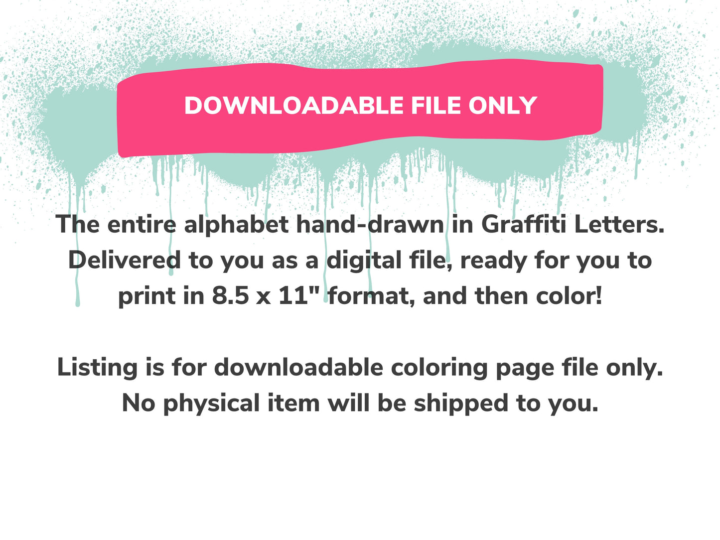 Graffiti Alphabet Coloring Page - Instant Download
