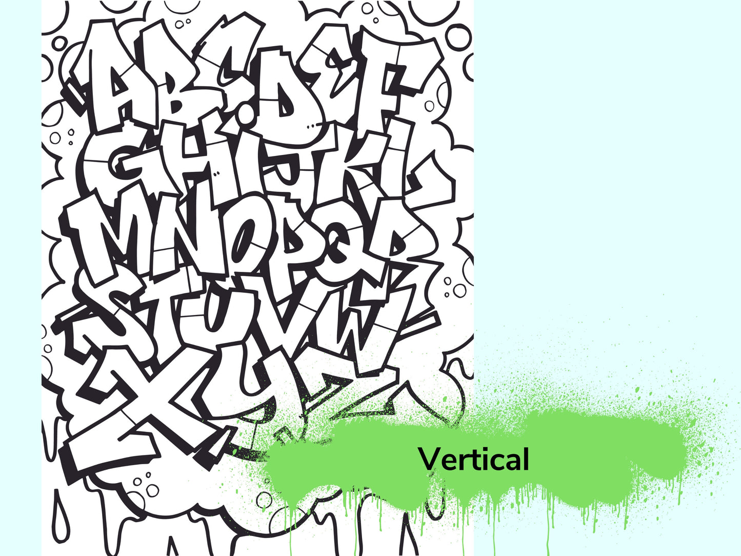 Graffiti Alphabet Coloring Page - Instant Download