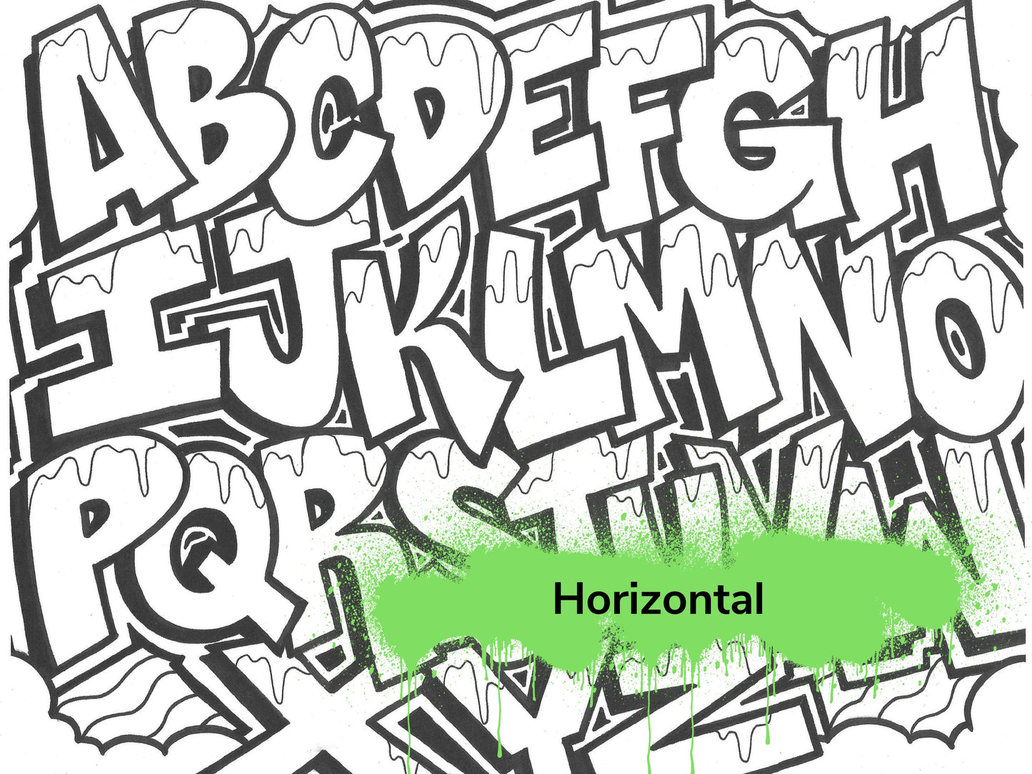 Graffiti Alphabet Coloring Page - Instant Download