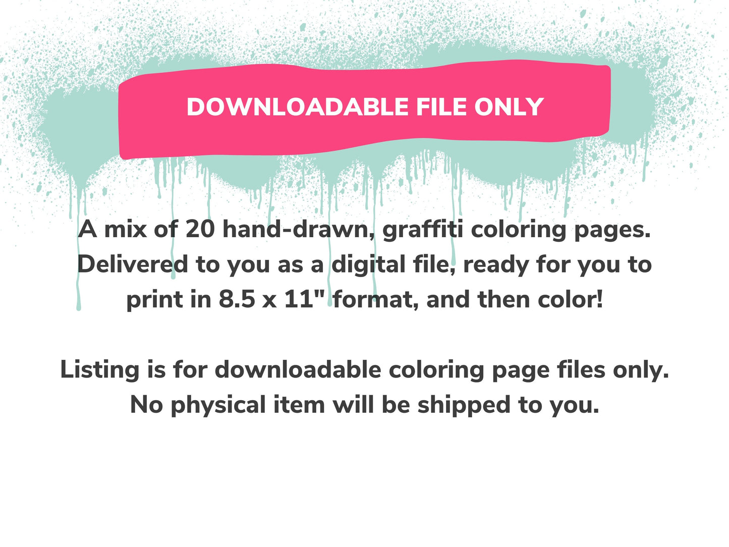 Graffiti Coloring Book - Instant Download
