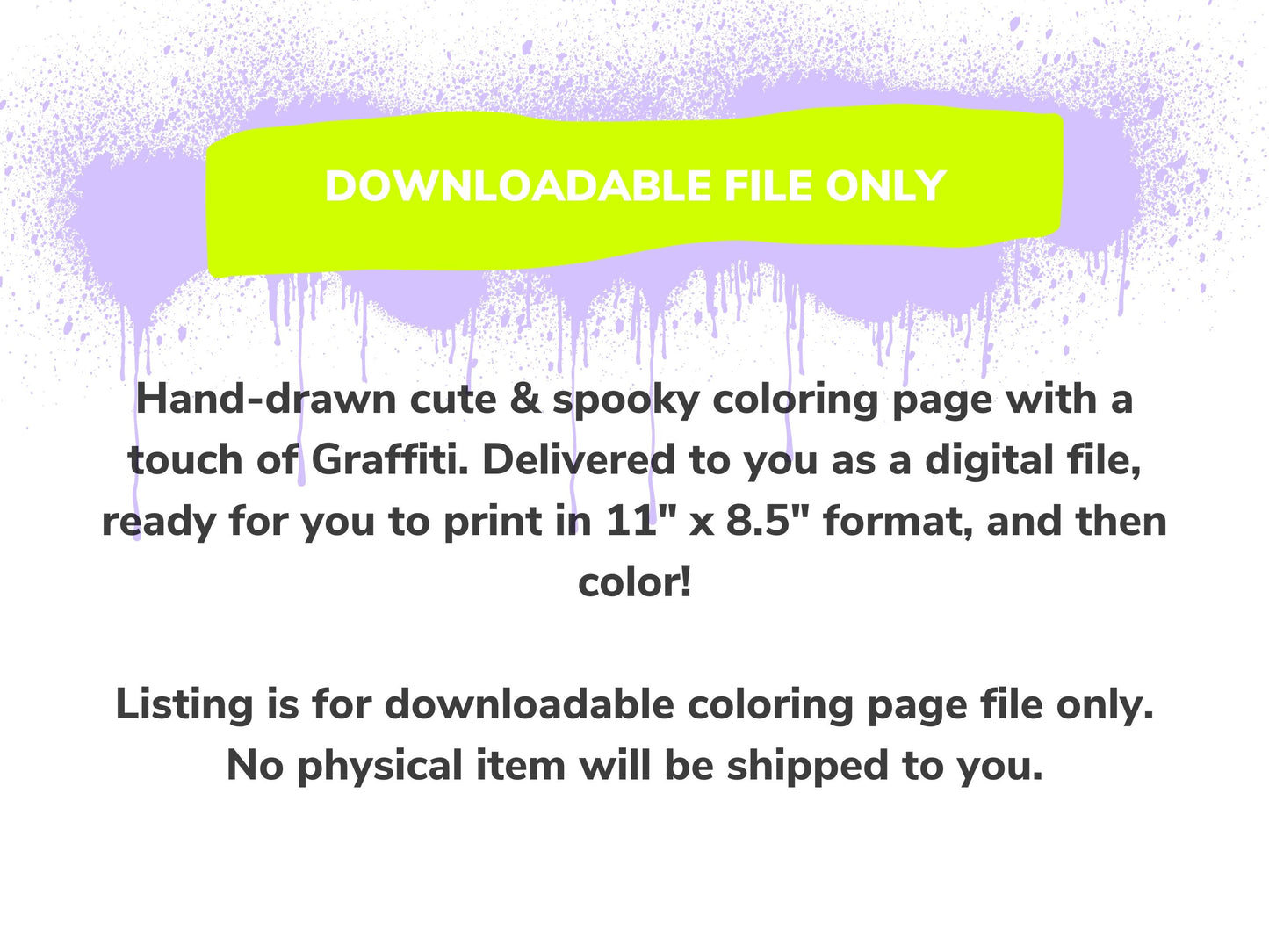 Halloween Graffiti Coloring Page - Instant Download