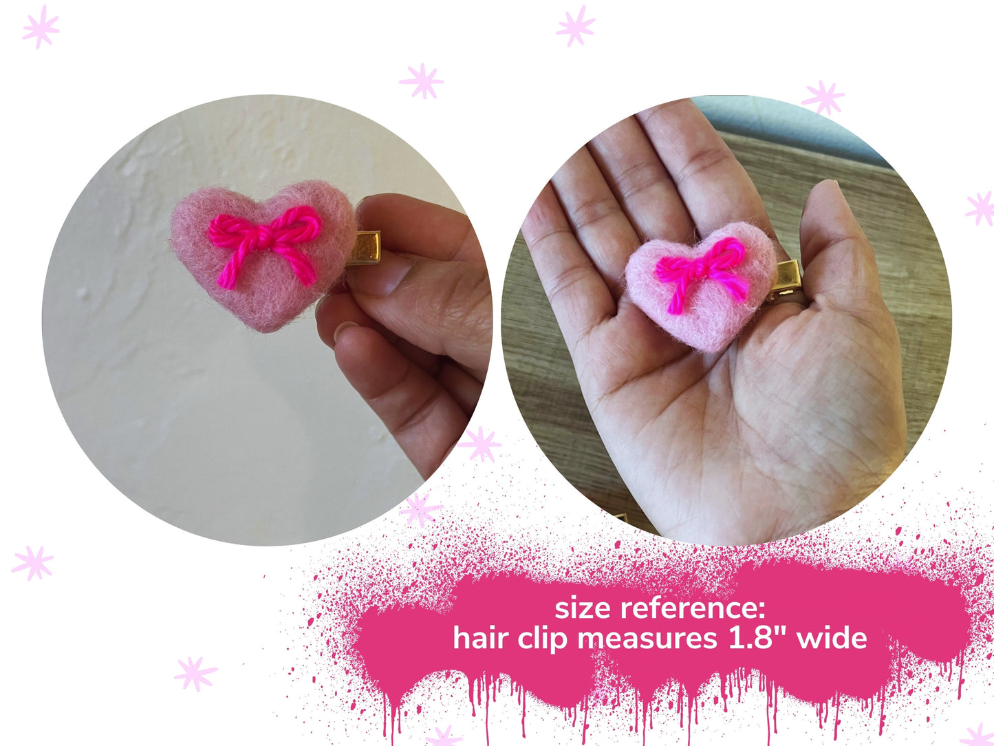 Valentines Felt Heart Mini Hair Clip for girls