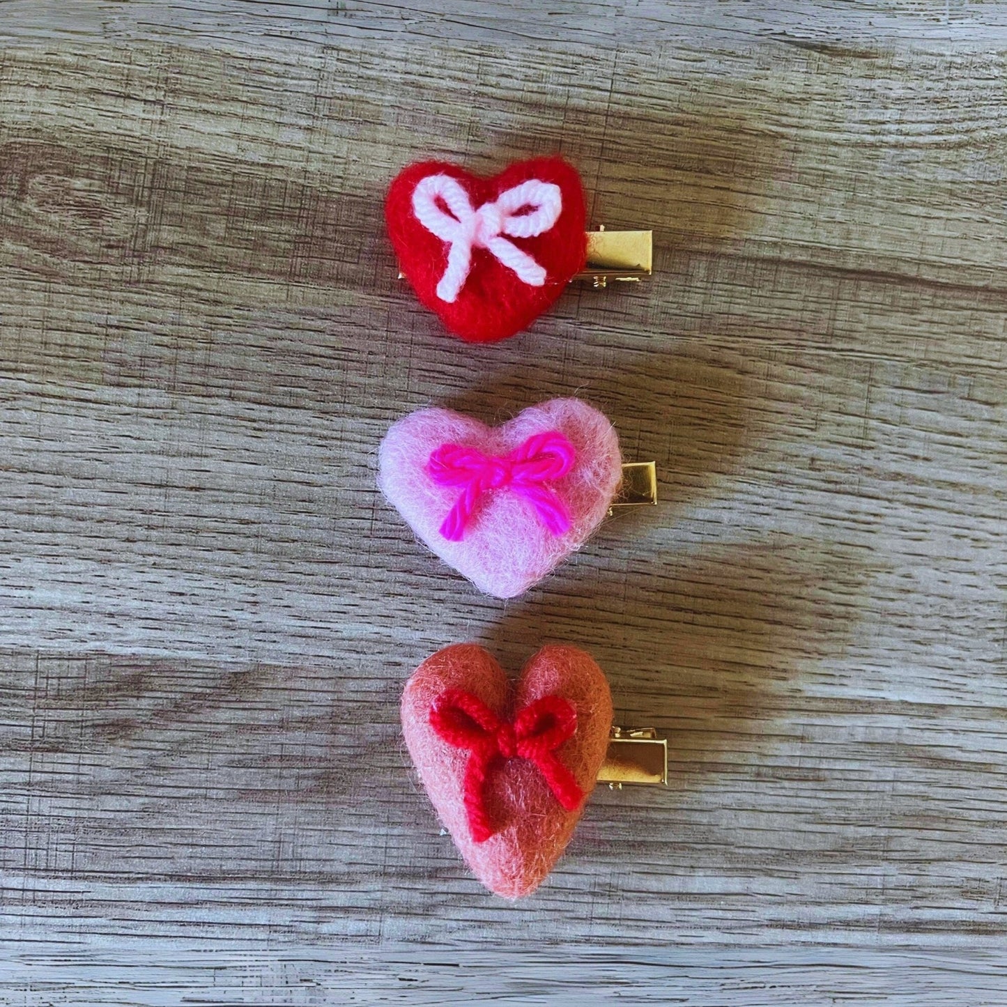 Valentines Felt Heart Mini Hair Clip for girls
