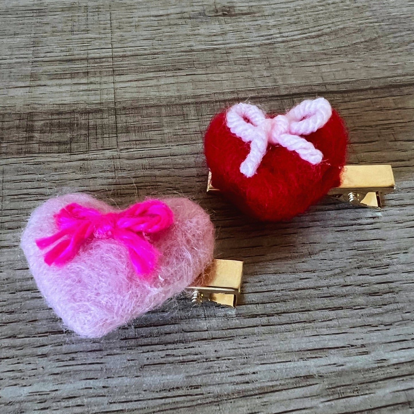 Valentines Felt Heart Mini Hair Clip for girls