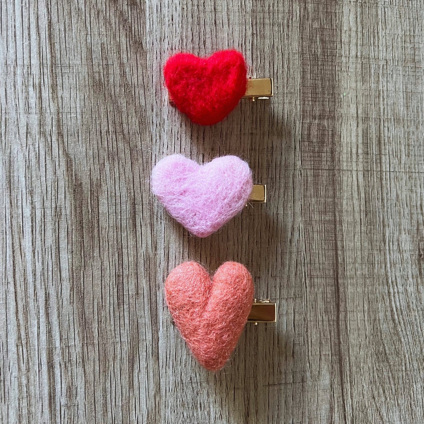Valentines Felt Heart Mini Hair Clip for girls