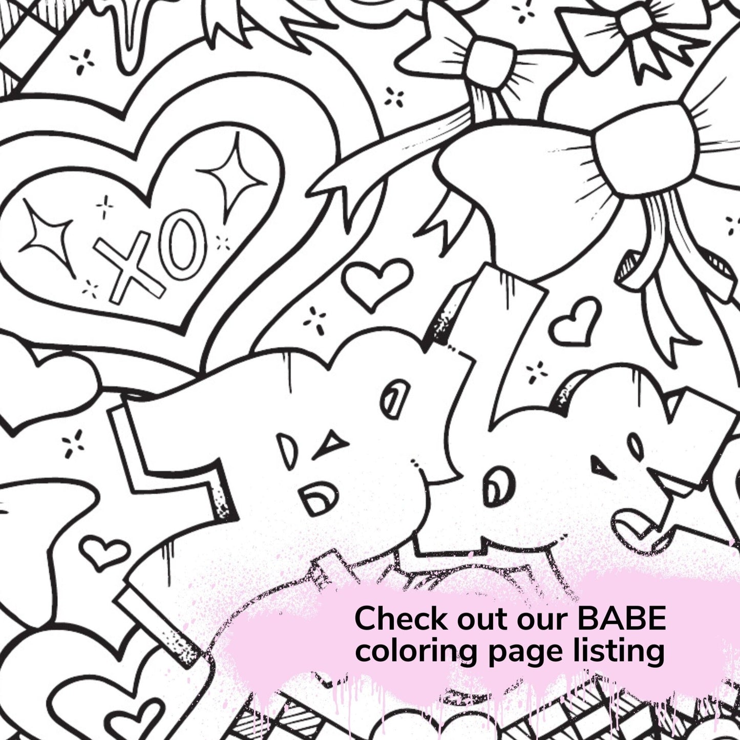 Valentines LOVE Graffiti Coloring Page - Instant Download