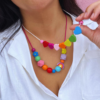 Whimsical Wood Beaded Necklace