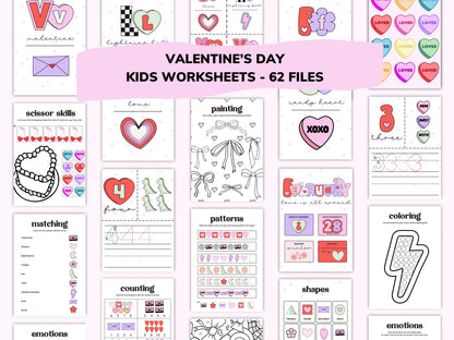 Valentine's Day Toddler Worksheets / Downloadable File / Digital Worksheets