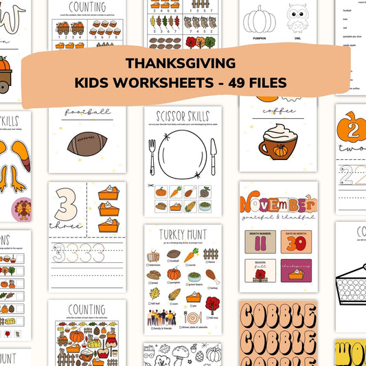 Fall Kids Worksheets / Downloadable File / Digital Worksheets