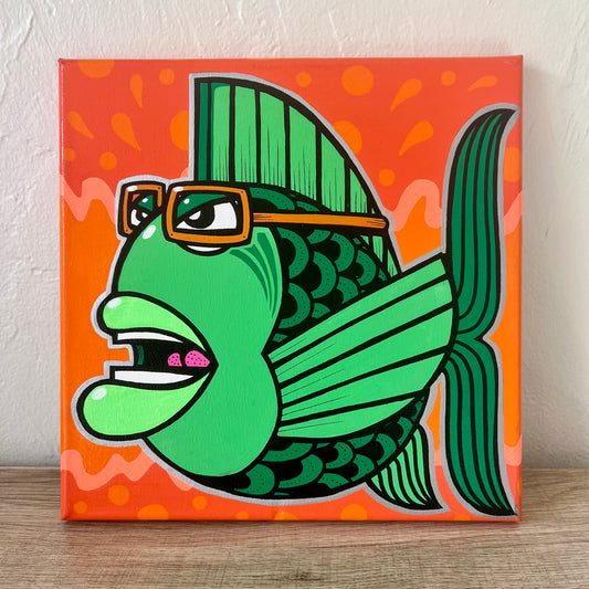 10" x 10" Graffiti Fish Painting