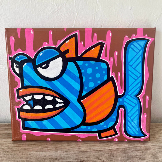 10" x 8" Graffiti Fish Painting