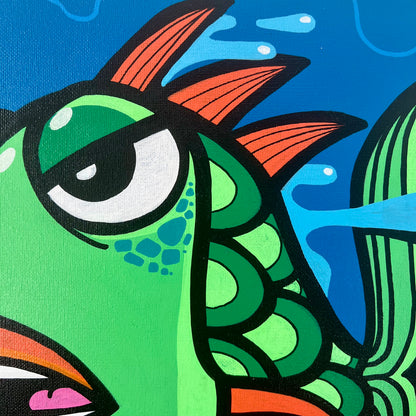 12" x 12" Graffiti Fish Painting